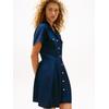 Hemdblusenkleid TOMMY HILFIGER "VIS TWILL S/S F&F MINI DRESS", Damen, Gr. 42, N-Gr, blau (marine), Web, Obermaterial: 100% Viskose, unifarben, casual, regular fit, Kurzarm, Kleider