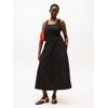 Sommerkleid TOMMY HILFIGER CURVE "CRV 5X2 RIB MIDI MIX F&F DRS", Damen, Gr. 50, N-Gr, schwarz, Rippware, Obermaterial: 97% Baumwolle, 3% Elasthan, unifarben, casual, eckiger Ausschnitt, ohne Ärmel, Kleider