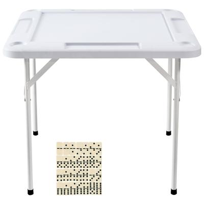 Mahjong Table Portable Domino Game Table with 1 Set of Dominoes for Mahjong Poke Puzzles