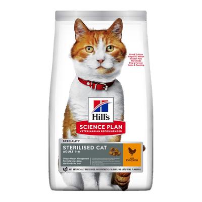 Hill's Science Plan Sterilised Cat Adult Trockenfutter für Katzen mit Huhn 10 kg Beutel Futter Image