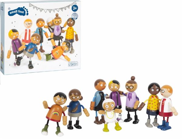 Small foot 12426 - Eine Patchwork-Familie fürs Puppenhaus! Biegepuppen-Familie mit Baby, 8-teilig - Legler