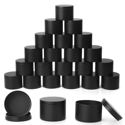 TEMU Set Of 12 High-quality Matte Black Candle Containers, In 4 And 8 Ounces, Complete With Lids. Bulk Jars Sizes, Suitable For Large And Small Candles. Image
