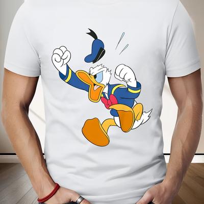 TEMU Men's Duck Graphic T-shirt | 100% Cotton | Casual Loose Fit | Short Sleeve Crew Neck | Glossy Finish | Machine Washable & Safe | Ideal For Casual Attire & Outdoor Activities | Gift Image