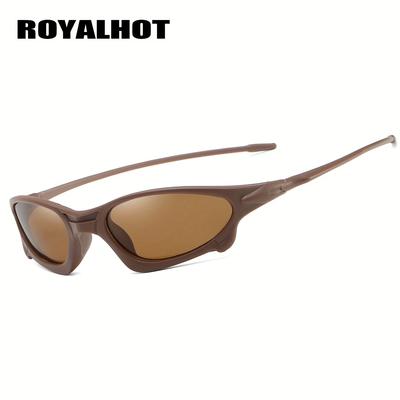 TEMU Royalhot Men's Polarized Full-frame Fashion Glasses - Sporty Oval-rimmed Lightweight Design For , Hiking & Casual Wear With Case, Adventure Accessories, Highquality Lenses Image