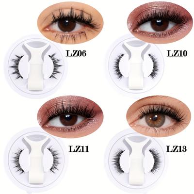 TEMU 4 Pair Magnetic Eyelash Set With Application Clip No Glue Needed Reusable Different Natural Styles False Eye Lashes Extension Image