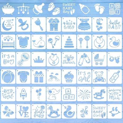 "TEMU 48pcs Shower Stencils - 3" Adorable Animal & Sweet Phrases, Reusable Plastic Templates For Onesies, Shoes, Bibs & Clothes, Gender Reveal & Celebration, Shower Decorations" Image