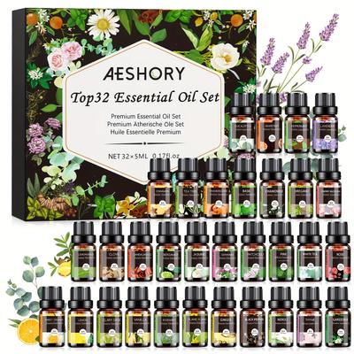 TEMU Essential Oils Set - 32x5ml Essential Oils Kit For Diffuser, Humidifier, - Lavender, , Eucalyptus, Sandalwood, Peppermint, Rosemary Image