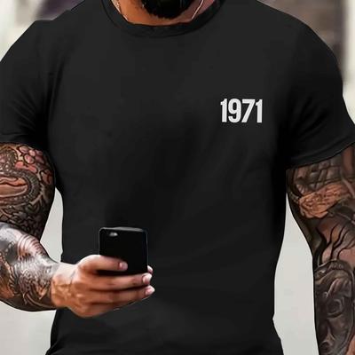 TEMU Number 1971 Spring And Summer Men's Short-sleeved T-shirts Printed Tops Summer T-shirts Image
