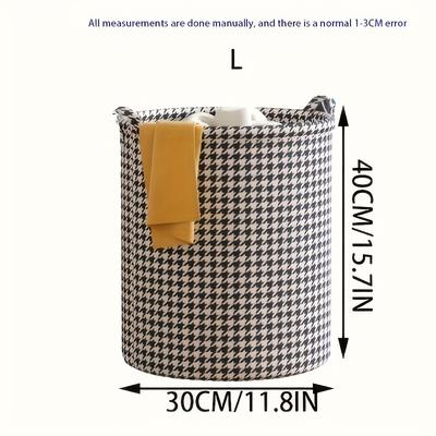 TEMU 1pc Foldable Laundry Basket, Large Capacity Fabric Storage Box With Handle For Bedroom, Bathroom, Toys And Bedding, Oval Clothes Hamper, Suitable For Room Types Organizer, Laundry Baskets Image