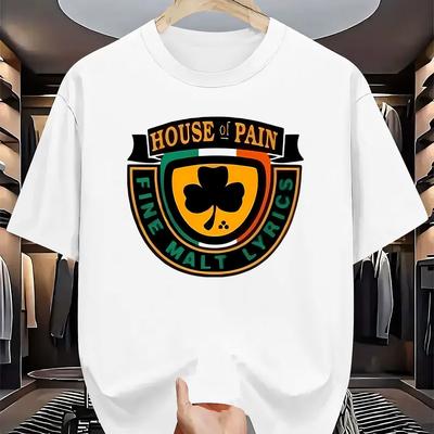 "TEMU Men's Casual Crew Neck T-shirt With "" Graphic - Black, Short Sleeve, Lightweight & Breathable For Summer And Spring Outdoor Activities" Image