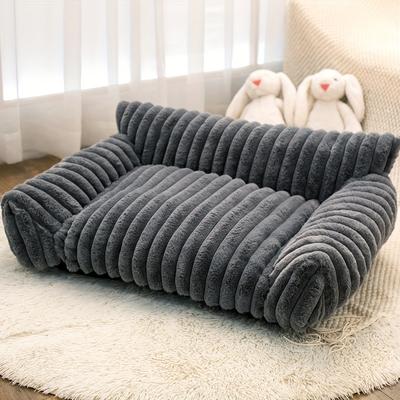 TEMU Plush Pet Sofa Bed For Cats & Small Dogs - Supportive Indoor Lounger With Soft Polyester Filling, Cozy , Machine Washable, Ideal For Indoor Pets, Pet Lounger|cozy Pet Bed|soft Polyester Fill Image