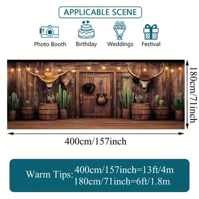 TEMU 2d Door Banner, 1pc 2d Flat Printing Rustic Western Themed Garage Door Banner - Elegant Outdoor Decoration, Large Fabric Cover, No Power Needed, Events And Celebrations Image