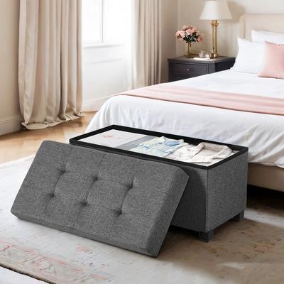 TEMU Storage Stool, Foldable Bench With Legs, Storage Box, 38.1 X 76.1 X 40.1 Cm Footstool, Loadable Up To 300 Kg Image
