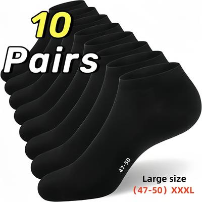 TEMU 10 Pairs Men's Breathable Mesh Socks - Fit, Solid Color, 47-50 Sizes, Hand Wash/, Durable & Comfortable For Casual Attire, Versatile Socks | Socks | Mesh Construction Image