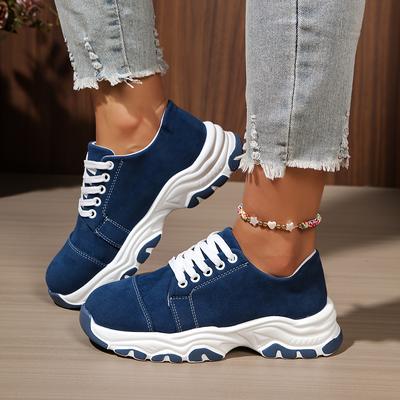 TEMU Women's Casual Sneakers - Lightweight Low- Shoes With Rubber Sole, Round Toe, And Lace-up Closure For And Style Image