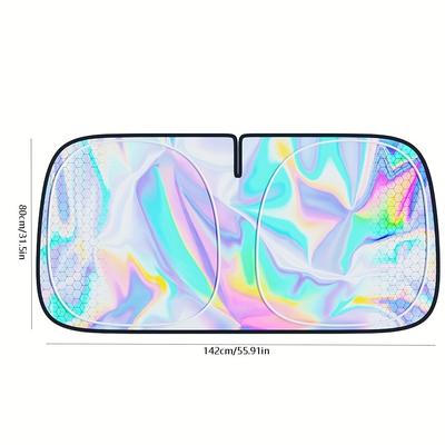 TEMU Car Laser Sunshade, Sun Protection And Heat Insulation Curtain For Car Window Front Windshield Cover, Small Car Interior Parasol Image