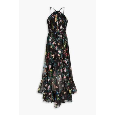 Ruffled Floral-print Chiffon Gown - Black - Marchesa Dresses