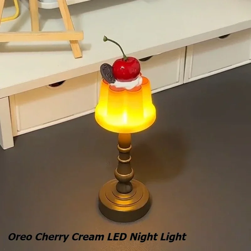 Niedliche Pudding-LED-Nachtlicht-Schreibtischlampe, batteriebetriebene Nachttischlampe, Schlaflicht für Kinderzimmer, Bar, Dekoration als Geschenkornament Image