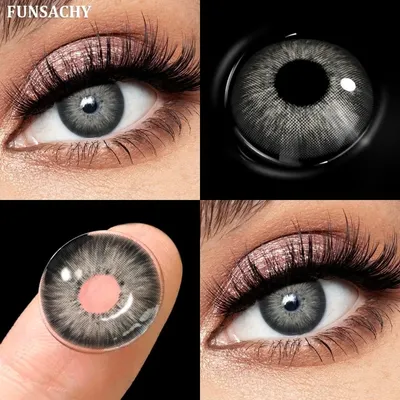 FUNSACHY 1 Pair Gray Color Contact Lenses for Eyes Natural Brown Blue Lenses Green Eye Contacts Beauty Cosmetic Pupils Yearly