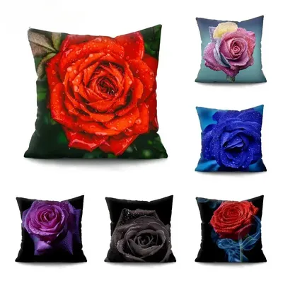 Wohnkultur Nordic Mode Schöne Blume Rose Kissenbezug Kissenbezug Sofa Auto Image