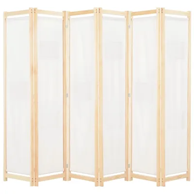 Raumteiler mit 6 Paneelen, 240 x 170 x 4 cm, cremefarbener Stoff, Heimdekorationsprodukte, Image