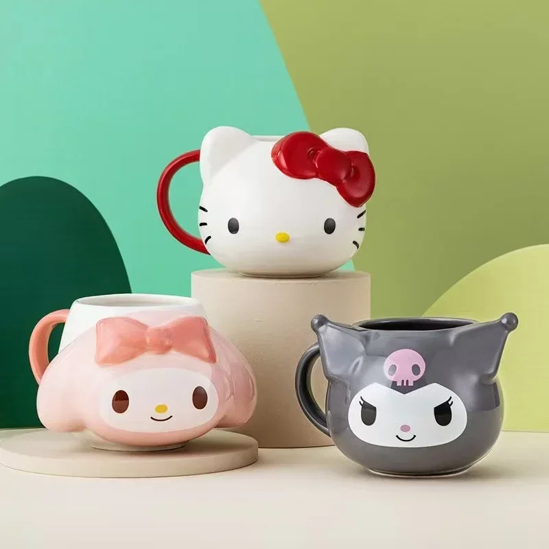 Cartoon Sanrio Kuromi Hello Kitty Wassertasse Cinnamoroll Keramiktasse Neue große Kapazität 3D personalisierte Kaffeetasse Geburtstagsgeschenk
