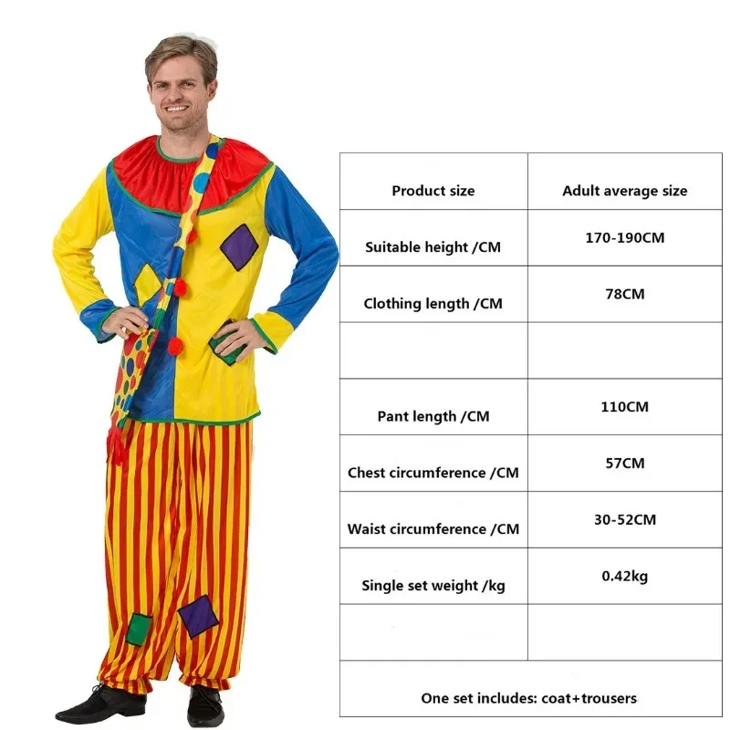 Erwachsene Clown Cosplay Kostüme Mann Rollenspiel Kostüm Overalls Bühne Leistung Anzug Karneval Party Kleidung Perücke Clown Kleidung Image