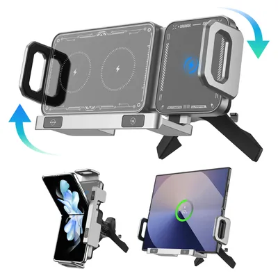 2in1 Car Vent Phone Mount Fast Charging Car Charger Auto Rotating Foldable Smartphone Holder for Samsung Galaxy Z Fold 6 Flip 6