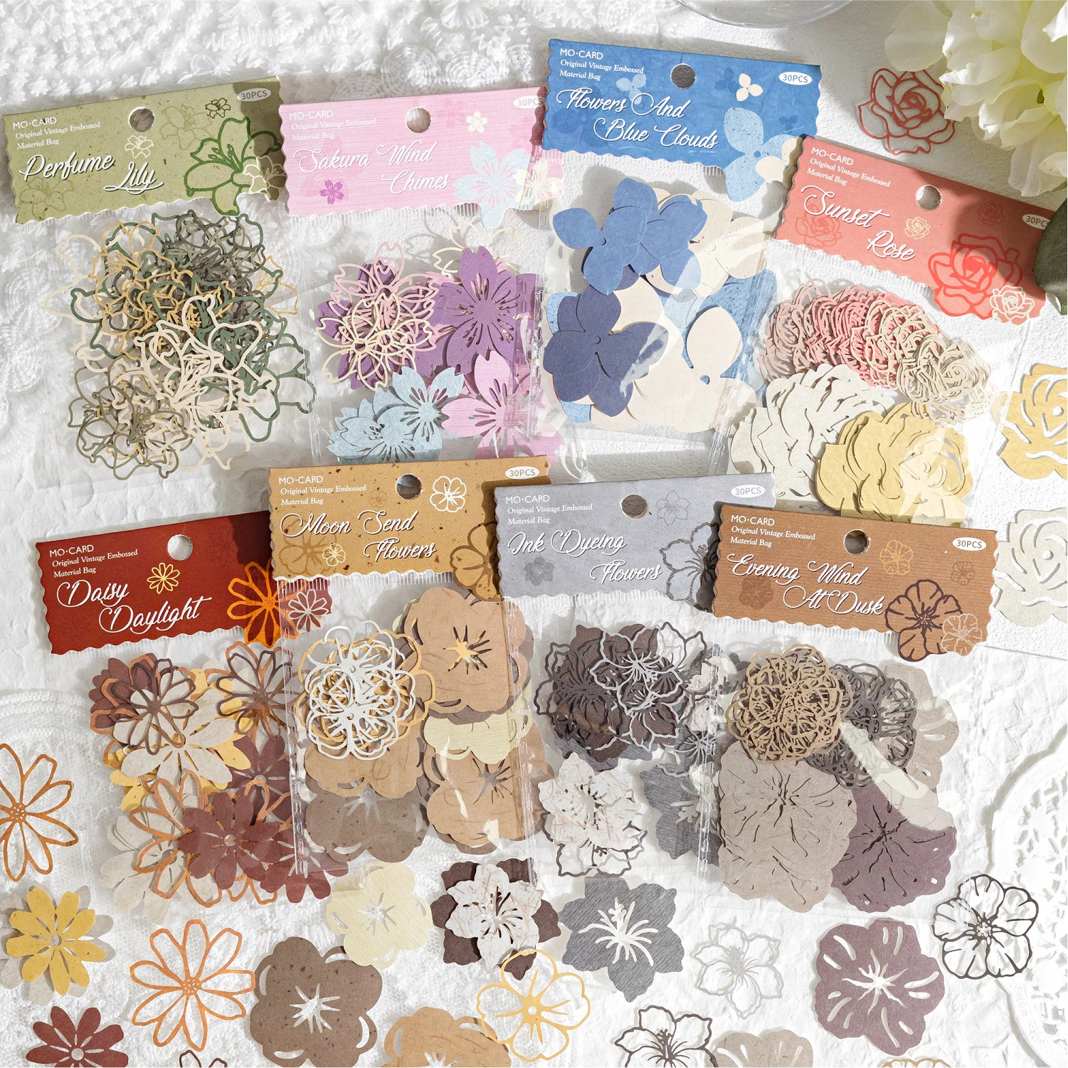 8 Stile, 30 Blatt/Packung, hohle Ahornblatt-Blumenmuster, Thema, Handbuch, Aufkleber-Set, DIY-Grußkarte, Fotorahmen, Dekoration Image