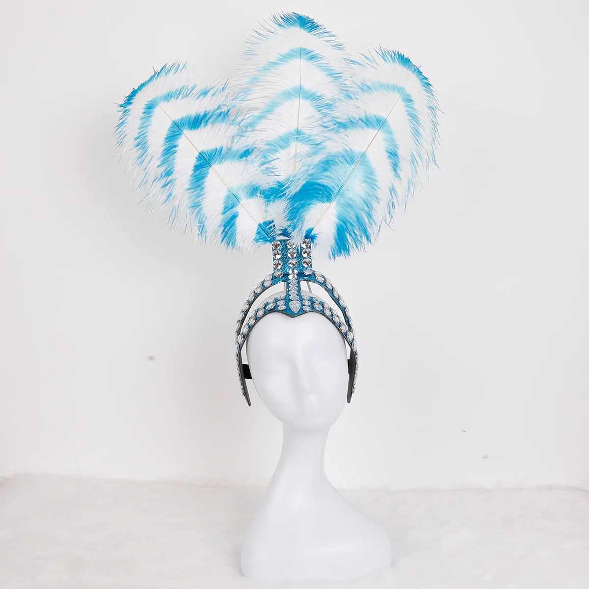 Farblich passender Feder-Kopfschmuck, Samba, Karneval, Halloween, Kostüm, Tanz, Party, Bar, Leistung, mit Strasssteinen, Hut-Zubehör Image