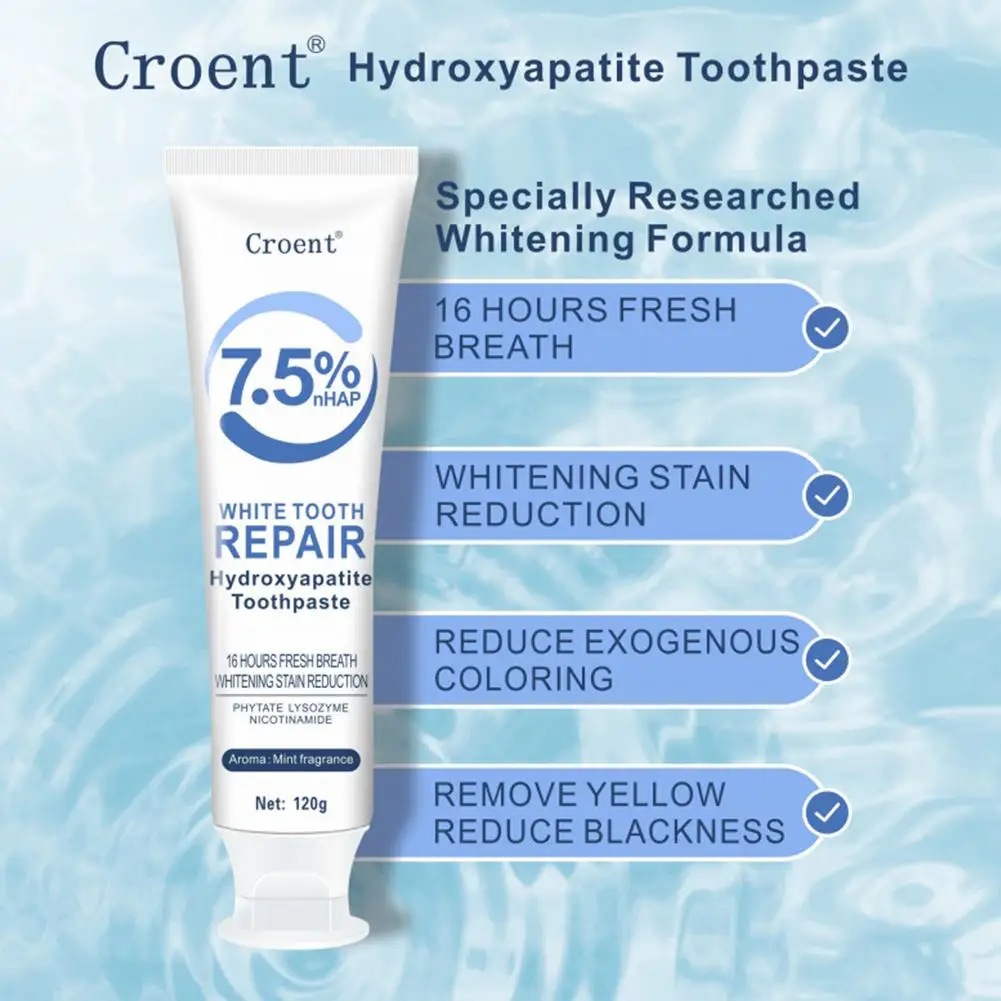 Hydroxyapatite-Zahnpasta, sanfter Minze-Atem, erfrischende, aufhellende Zahnpasta, intensive Fleckenentfernung, Mundpflege Image