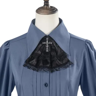 Mittelalterliche viktorianische Bluse Damen Gothic Lolita Shirt Renaissance Vintage Langarm Lotus Image