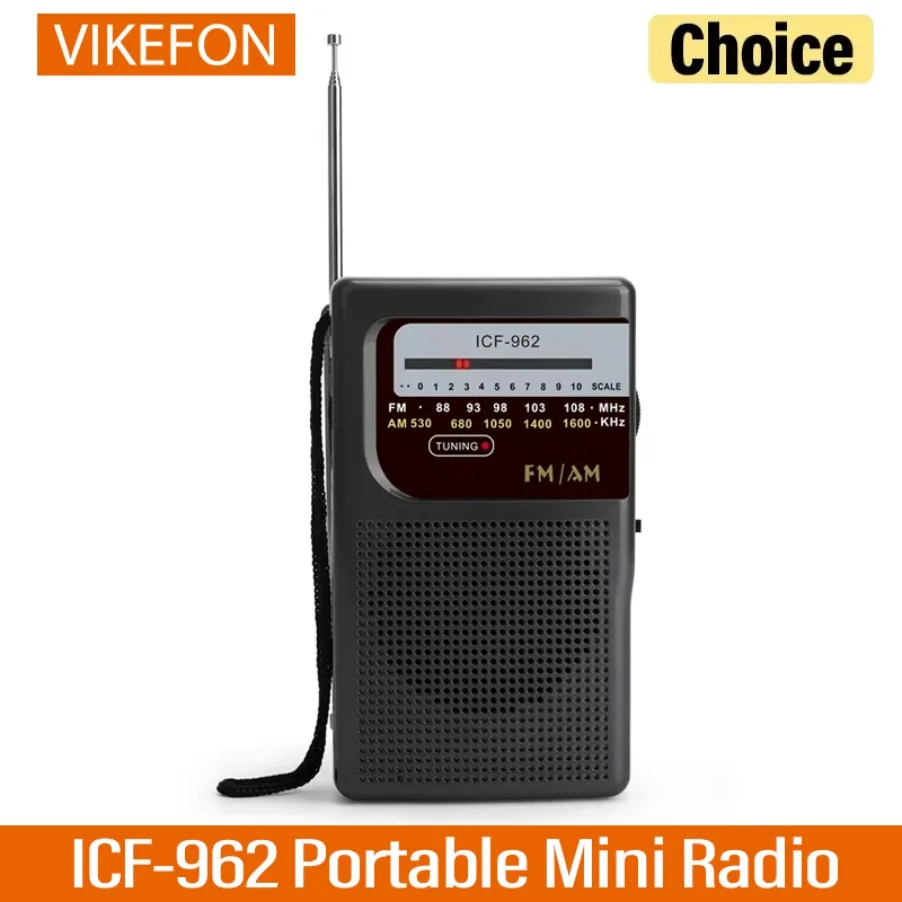 ICF-962 Outdoor-Radio, Stereoradio, AM/FM-Taschenzeiger, Radio, 2 x AA-Batterie, für Indoor-Outdoor-Camping, Notfall, US Image