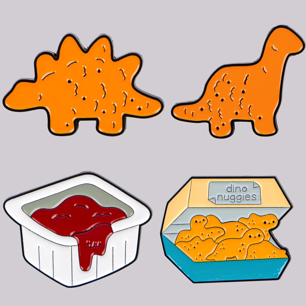 Dinosaurier Chicken Nugget Emaille Pin Niedliche Brosche Pines Anstecknadeln Abzeichen auf Rucksack Kleidung Accessoires Lustiges Schmuckgeschenk Image