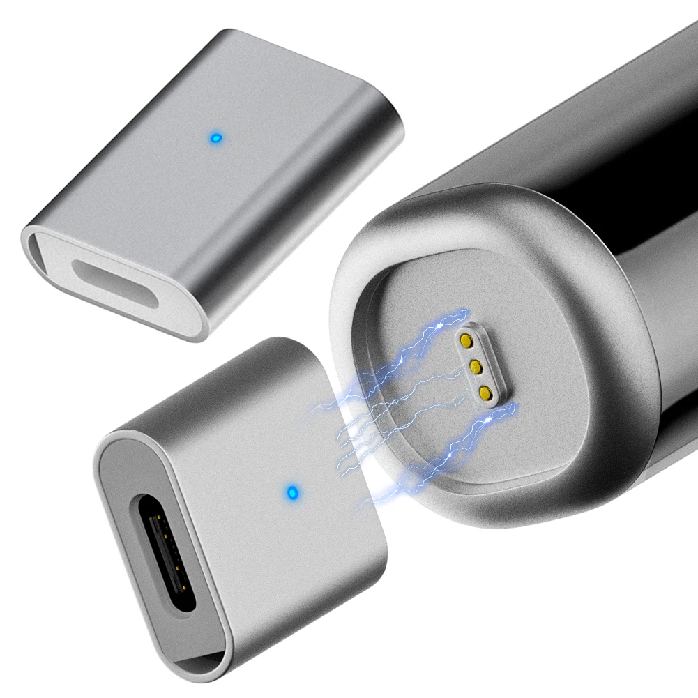 USB C/8 Pin Buchse auf magnetischen 3Pin Adapter Aluminiumlegierung Ladeadapter Typ C Stecker für Laifen Wave elektrische Zahnbürste Image