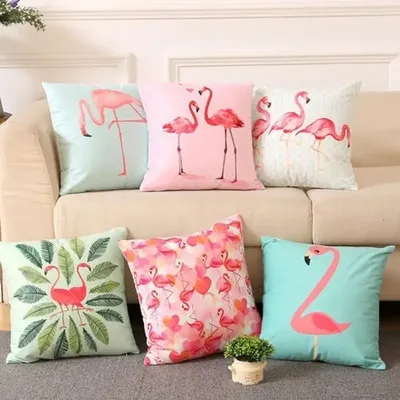 Hause Sofa Stuhl Dekor Flamingo Kissenbezug Werfen Kissen Fall Taille Kissen Abdeckungen Image