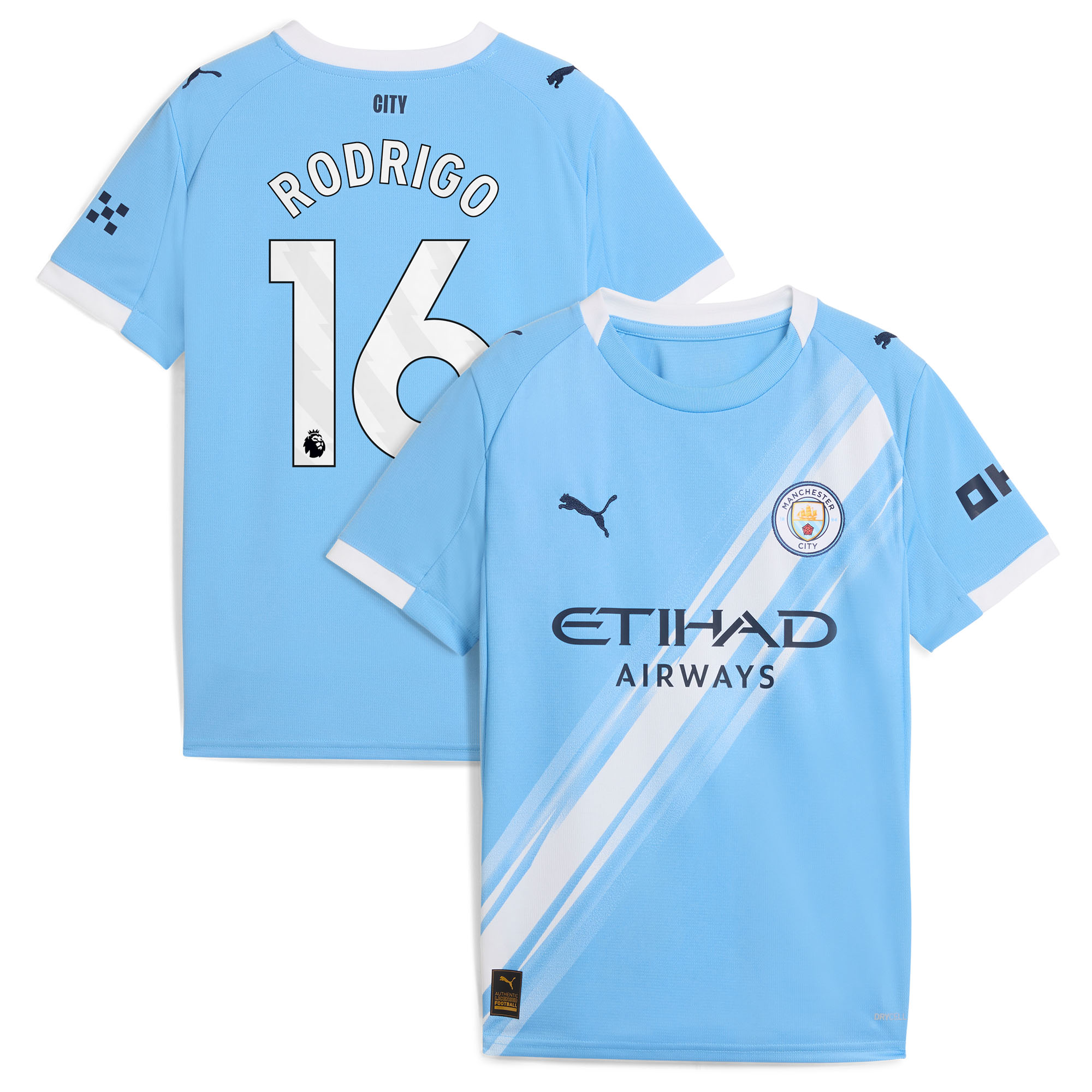 Maillot Manchester City PUMA Domicile 2025-26 - Enfant avec flocage Rodrigo 16 - unisexe Taille: 11-12 Years