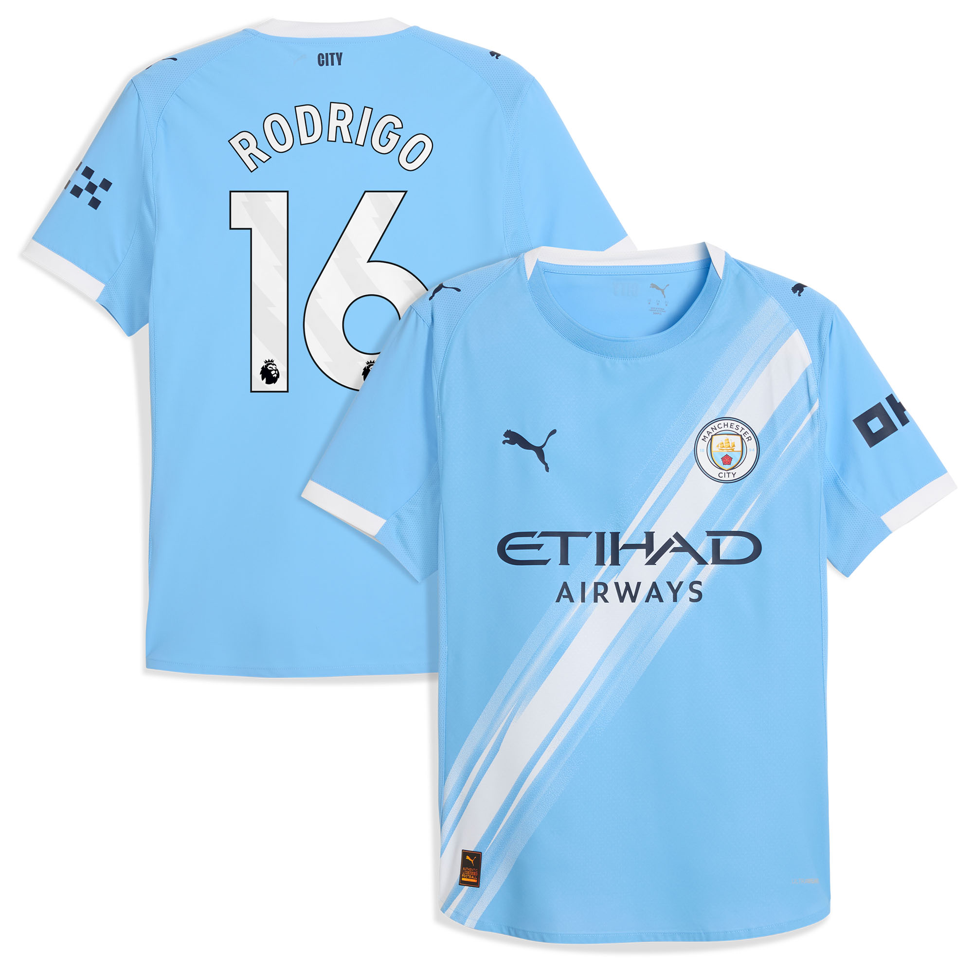 Maillot Manchester City PUMA Domicile Authentic 2025-26 avec flocage Rodrigo 16