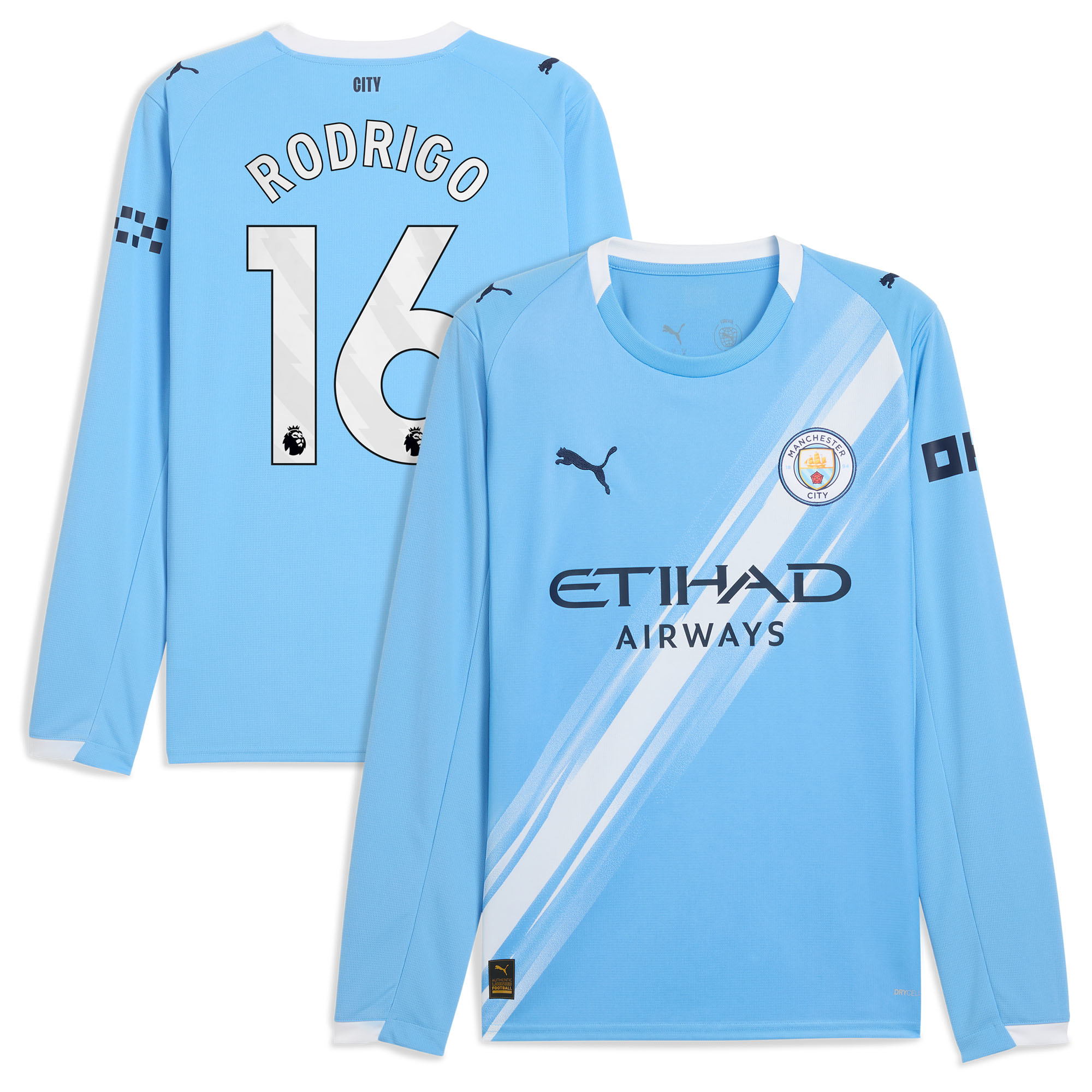 Manchester City PUMA Heimtrikot 2025-26 - Langarm mit Aufdruck Rodrigo 16 Image