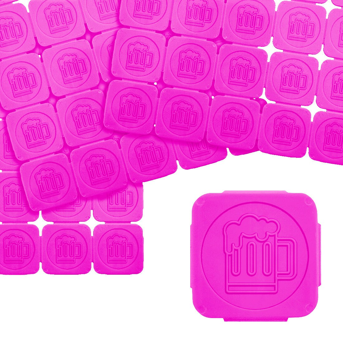 CombiCraft Fluoreszierende Eventchips in Pink - 10.000 Chips - mit Bierkrug-Relief Image