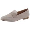 Loafer GABOR, Damen, Gr. 44, grau (hellgrau), Ziegenveloursleder, unifarben, klassisch, Schuhe, Slipper,Businessschuh mit dezentem Blockabsatz