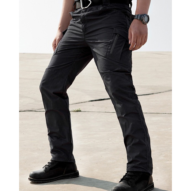 Men's Cargo Pants Tactical Pants Trousers Buttons Multi Pocket Plain Waterproof Wearable Outdoor Daily Camping Hiking Fashion Classic Black Khaki