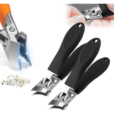 2pcs Wide Jaw Opening Anti-Splash Slanted Nail Clipper for Ingrown Nails Thick Toenails Long Handle No Splash Nail Trimmer Toenail Clippers for Women and Men (Orange Black)