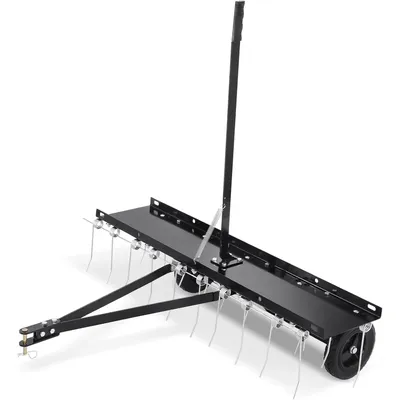Tow Behind Dethatcher, 40-inch Tow Dethatcher with 20 Spring Steel Tines, Lawn Dethatcher Rake for