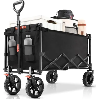 Garden Cart Foldable,Large Capacity Collapsible Wagon with Smallest Folding Design,Utility Grocery