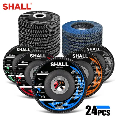 SHALL 24-Pack Flap Disc wheels for angle grinder 115mm T29 & T27 Angle Grinder Abrasive Sanding Disc