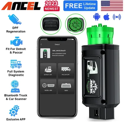 New ANCEL HD110 Bluetooth Diesel Heavy Duty Truck Scanner All System DPF Regen for Detroit Paccar