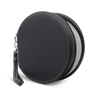 Car interior supplies car CD bag, car CD bag disc storage bag, can store 28 discs, black PU leather