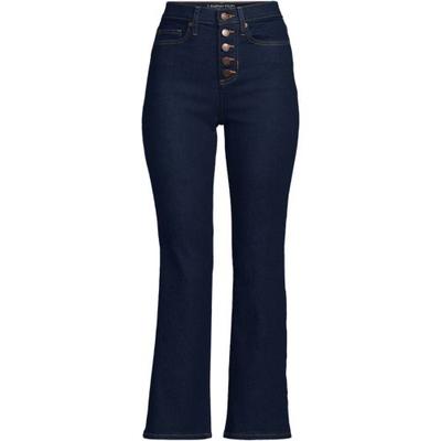 Cropped Flare Jeans, High Waisted, Women, size: 8, regular, Blue, Spandex/Cotton-blend/Poly-blend, by Lands' End