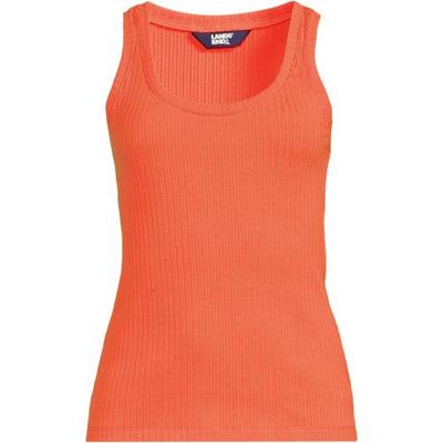 Pointelle Ribbed Scoop Neck Vest, Women, size: 10-12, regular, Orange, Spandex/Cotton-blend, by Lands' End